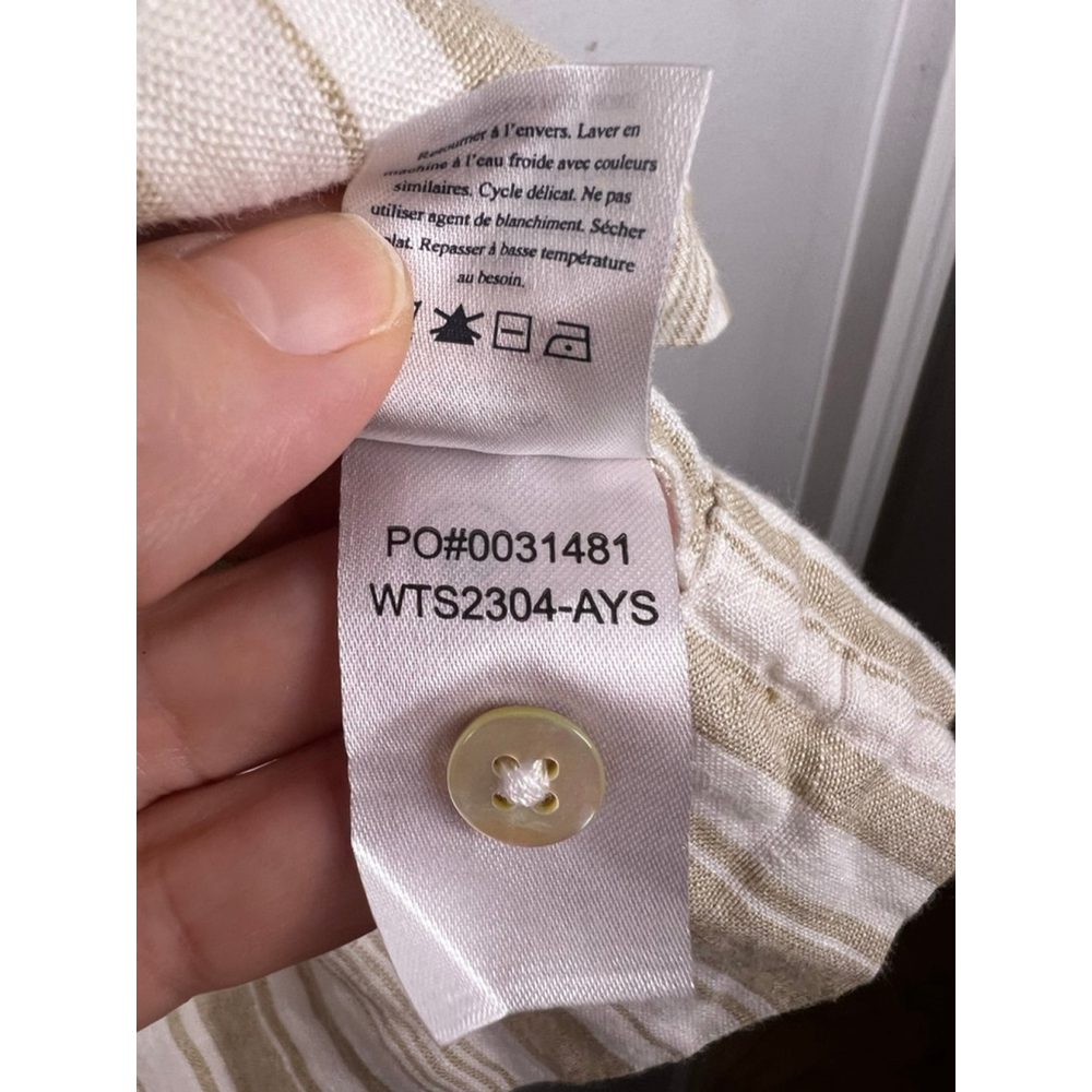 Faherty Isha Top XL 100% Linen Natural Bombay Stripe Sleeveless Blouse Resort - Picture 5 of 6